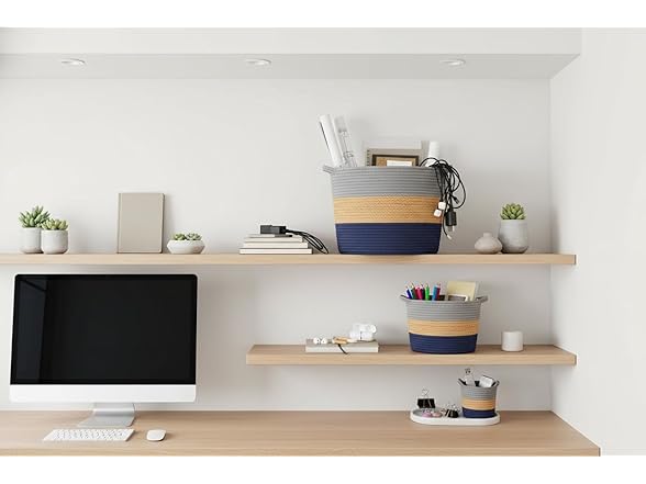 J&V TEXTILES Cotton Rope Basket 3Pc Set