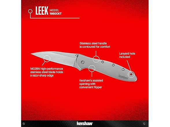 2Pk Kershaw Leek BlackWash Pocket Knife