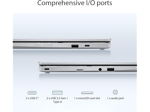 ASUS Chromebook Flip CX1 Convertible Laptop, 14" FHD NanoEdge 360-degree Touchscreen, Intel Celeron N4500 Processor, 128GB eMMC Storage, 8GB RAM, ChromeOS, Transparent Silver, CX1400FKA-AS88FT (Open Box)
