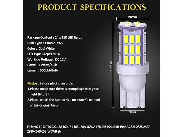 AOICANKI LED Bulbs Cool White 24PCS