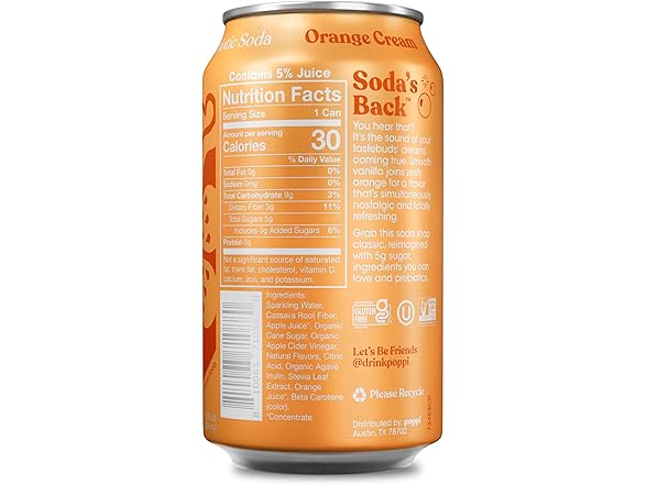 1CT Poppi Sparkling Prebiotic Soda- Orange Cream