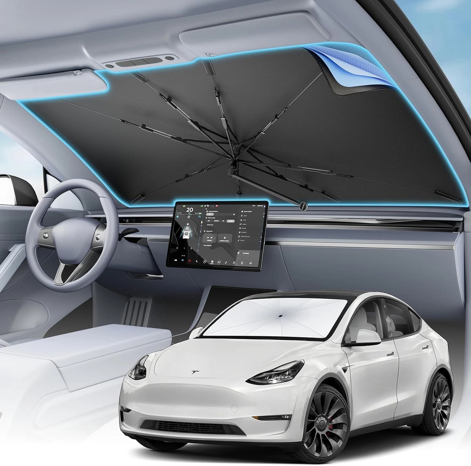 Windshield Sun Shade Umbrella - Gallery 9