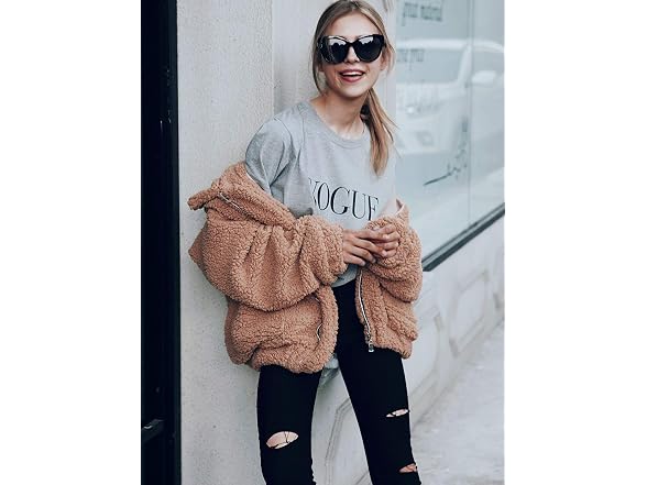 YYW Women (XL) Jackets Casual Fleece Fuzzy Coat