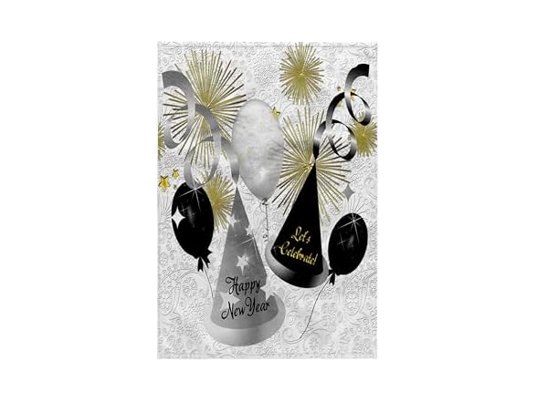 3dRose Happy New Year Black, White & Gold
