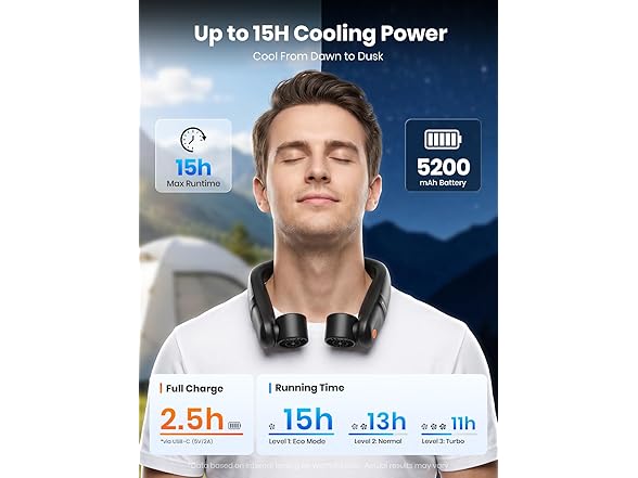 Warmco 5200mAh Portable Neck Fan