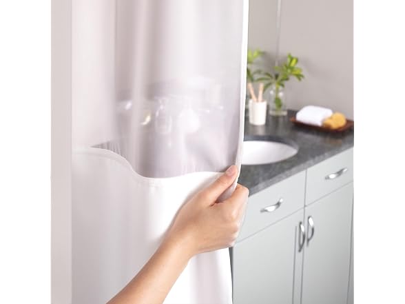 Hookless It's a Snap Satin Stripe Shower Curtain