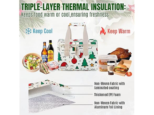 Veno ILB-0004 2 Pack Christmas Insulated Lunch Bag