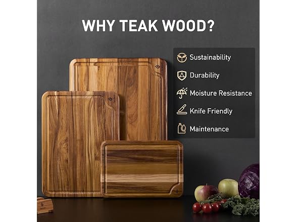 Socisen 3-Pack Teak Wood Cutting Boards