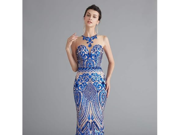 Leyidress Women (8) Sexy Sequins Trumpet Dress