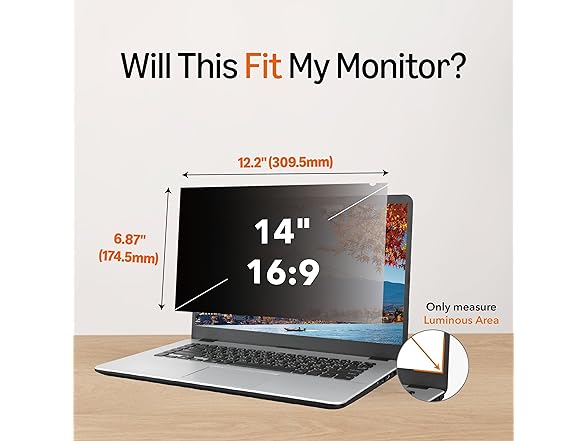 Amazon Basics Privacy Screen Filter - 14 Inch
