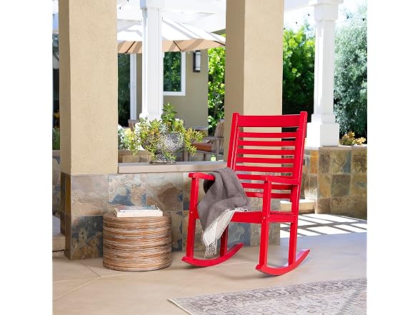 Shine Company Wood Rocking Chair, Red - Gallery 2