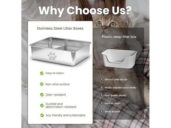 PWTAA Stainless Steel Cat Litter Box