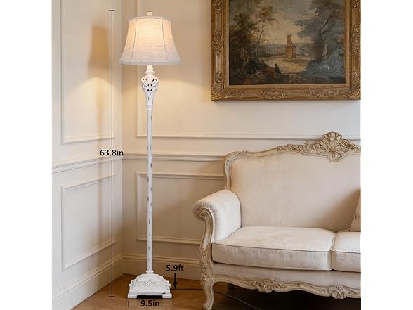 BesLowe Vintage Distressed White Floor Lamp