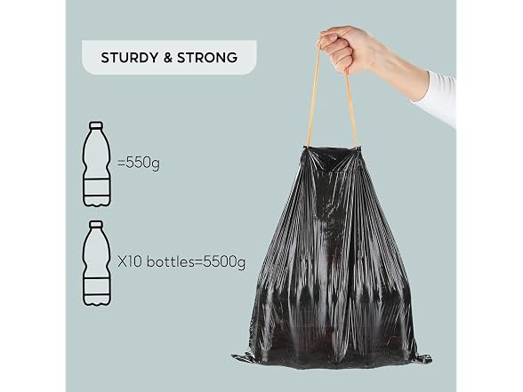 MOPUP GAR-110 5 Rolls 75pcs Drawstring Trash Bags