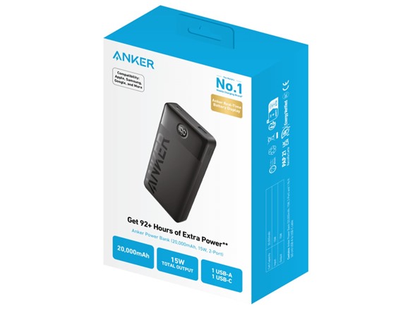 Anker 20,000mAh 15W Powerbank 2-Port (USB-C & USB-A)