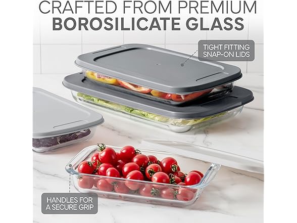 8 Pc Glass Baking Dish Set with Lids