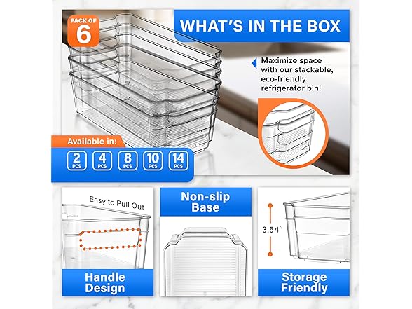 Stackable Plastic Organizer Bins 6-Pk