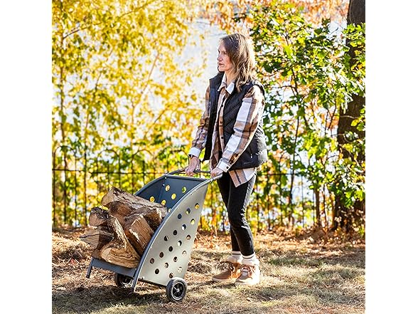 Sunnydaze 34"H Steel Log Cart w/ Wheels