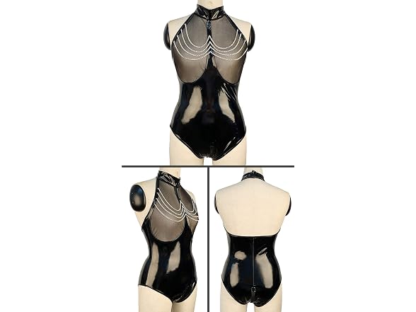 Feoya (L) Patent Leather Halter Neck Bodysuit