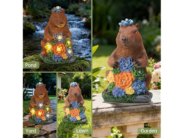 Solar Capybara Garden Statue