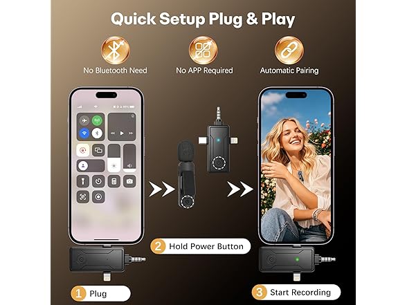 PGDLOF 3 In 1 Wireless Mini Microphone