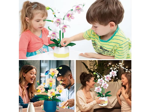 2 Pack Orchid Flower Building Blocks