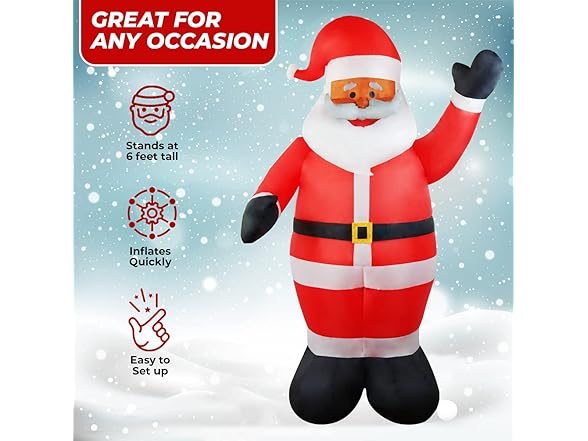 Top Treasures 6 ft Christmas Inflatable Santa Claus