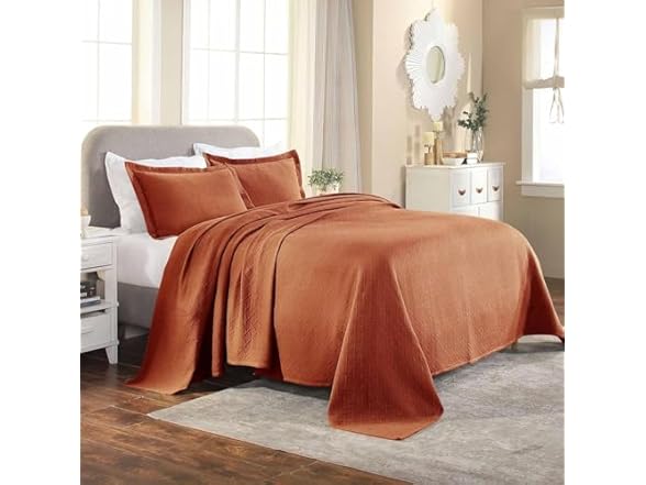 Superior Cotton Lightweight Bedspread Set, Basketweave Matelass