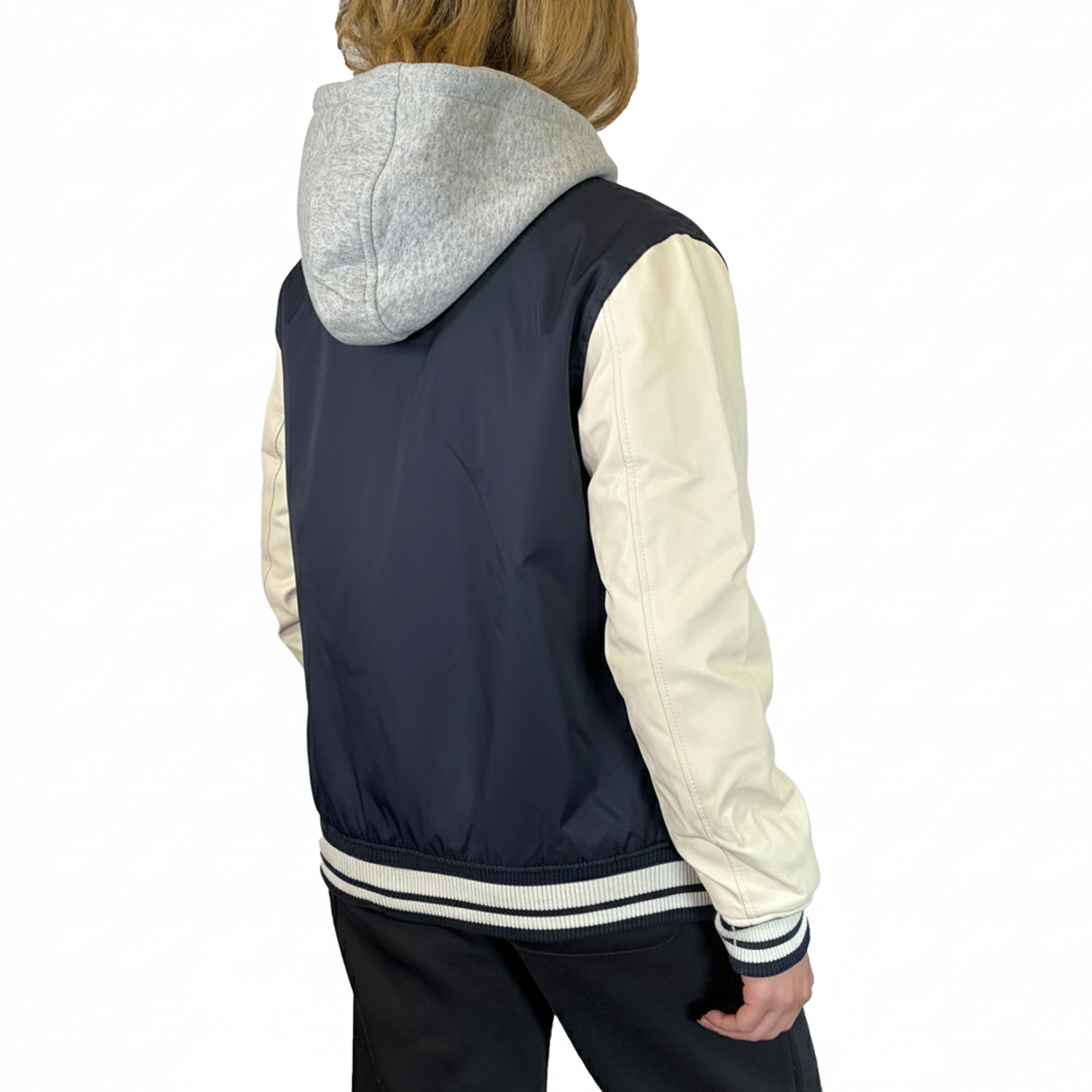 Womens Oversized Heavyweight Hooded Varsity Jacket - Gallery 28