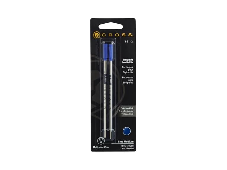 Cross 8511-2 Refills for Ballpoint Pens, Medium, Blue Ink, 2/Pack (85112)