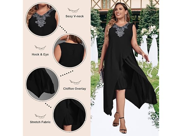 Ocstrade Women (XL) Chiffon Loose Dress Black