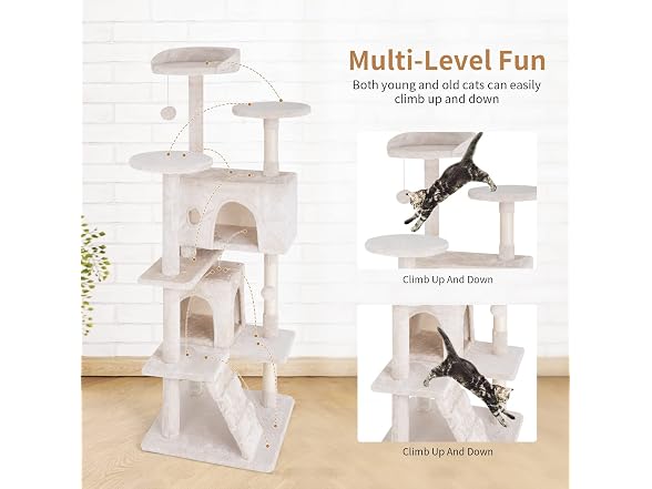 PayLessHere Cat Tree 54in Tower with Cat Scratching Post