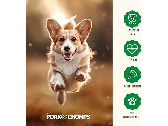 Pork Chomps Baked Pork Skin Dog Chews, 4