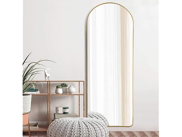 KIAYACI Arched Full Length Mirror Floor Mirror Gold 65 x 22"