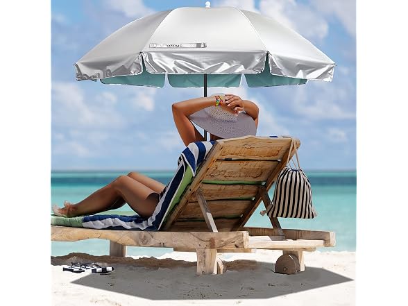 Prospo 55 Inch Beach Chair Umbrella w Adjustable Clamp