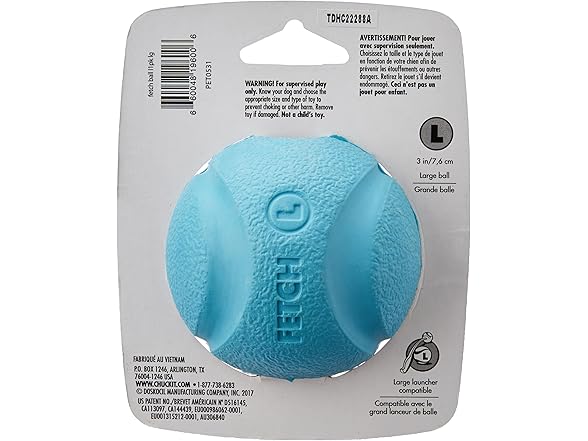 Chuckit! High-Bounce Rubber Fetch Ball, Large 3"