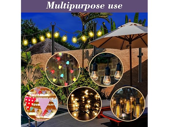 NUERPO 5FT String Light Poles 4-Pack