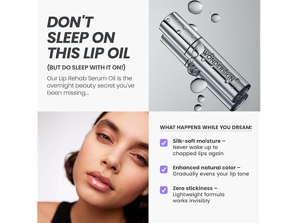 Wonderskin Lip Oil Rehab Serum Clear