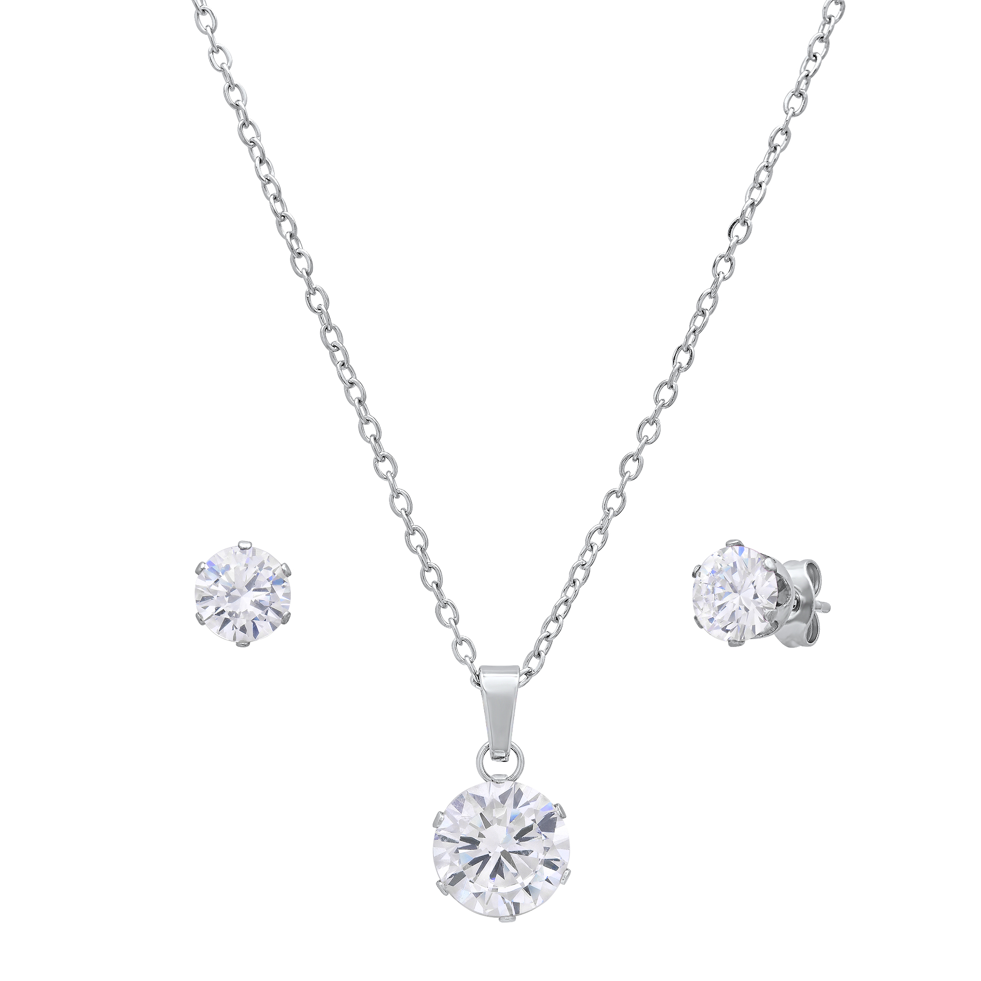 Clear Stone Necklace & Earring Set - Gallery 4