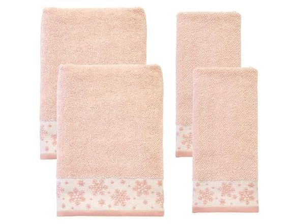 Winter Heather Snowflake 100% Cotton Premium 4-Pc Towel Set