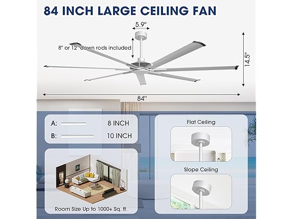 Parrot Uncle F8311-PU 84" Ceiling Fan