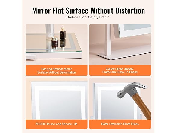 Vanity Mirror with Lights, Three 16.1x11.8in
