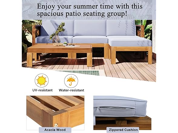 Merax Patio Furniture Sets 5 Pieces, Grey