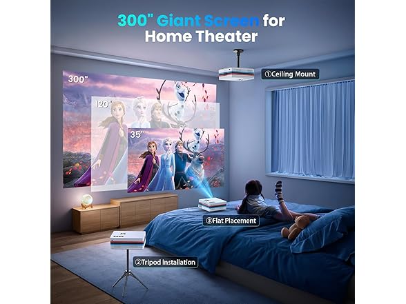 FUDONI 1080P Projector with WiFi and Bluetooth