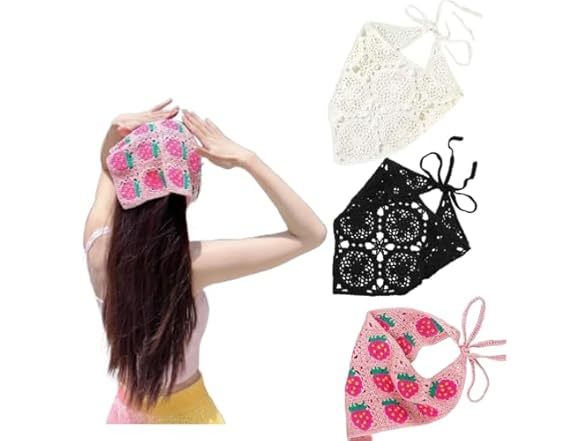 Voeveg 3Pcs Crochet Bandana 