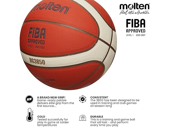 Molten BG3850 Basketball, Orange/Ivory