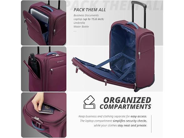 Verage 16 inch Underseat Carry On Luggage with Wheels