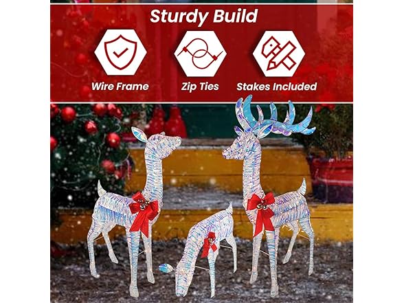 Top Treasures 3-Piece Iridescent Reindeer Family
