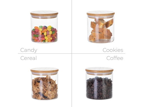 Smart Design 2pk Glass & Bamboo Canisters