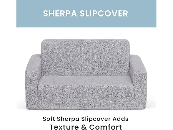 Delta Children Cozee Flip-Out Sherpa 2-in-1 Convertible Sofa to Lounger